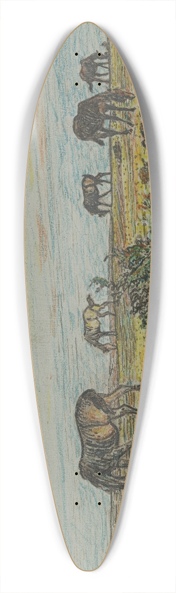 Nils Kreuger - Horses Grazing 39.3 inch art pintail longboard deck