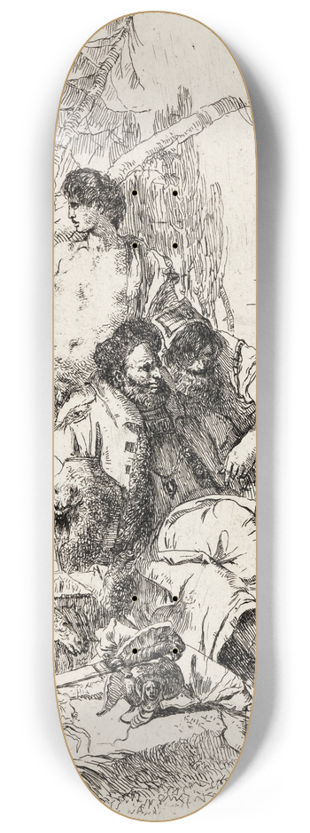Giovanni Battista Tiepolo - Punchinello gives counsel 8.25 inch art skate deck