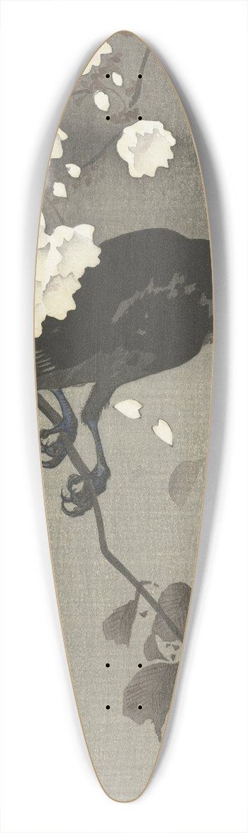 Ohara Koson - Crow with cherry blossom 39.3 inch art pintail longboard deck