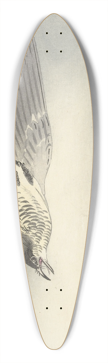 Ohara Koson - Cuckoo at crescent moon 39.3 inch art pintail longboard deck