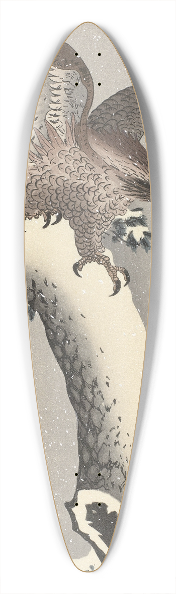 Ohara Koson - Eagle on snowy pine tree 39.3 inch art pintail longboard deck