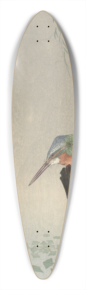 Ohara Koson - Kingfisher on tree stump 39.3 inch art pintail longboard deck