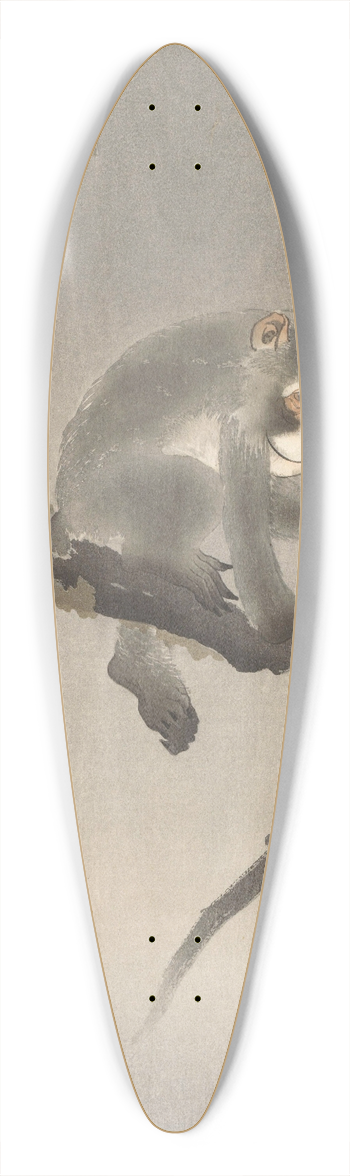 Ohara Koson - Monkey in kaki tree 39.3 inch art pintail longboard deck