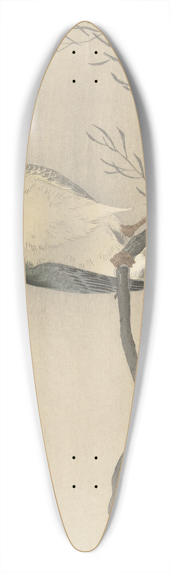Ohara Koson - Quack on whimsical branch 39.3 inch art pintail longboard deck