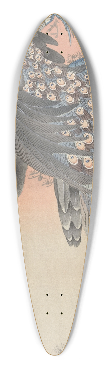 Ohara Koson - Two peacocks on tree branch 39.3 inch art pintail longboard deck