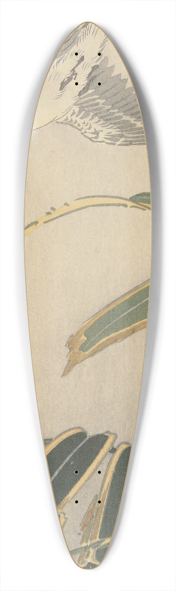 Ohara Koson - Wheatear with bamboo 39.3 inch art pintail longboard deck