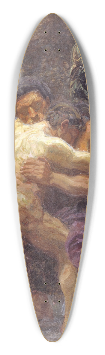 Oluf Hartmann - Jacob Wrestling with the Angel 39.3 inch art pintail longboard deck