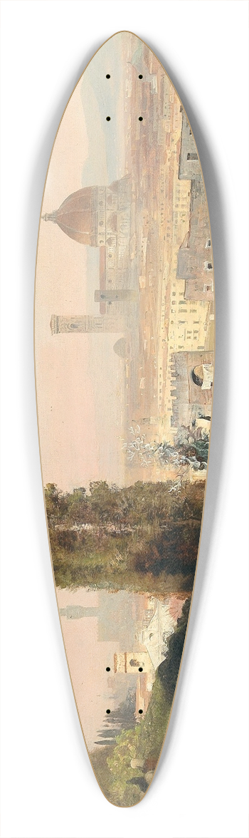 Oswald Achenbach - View Of Florence 39.3 inch art pintail longboard deck