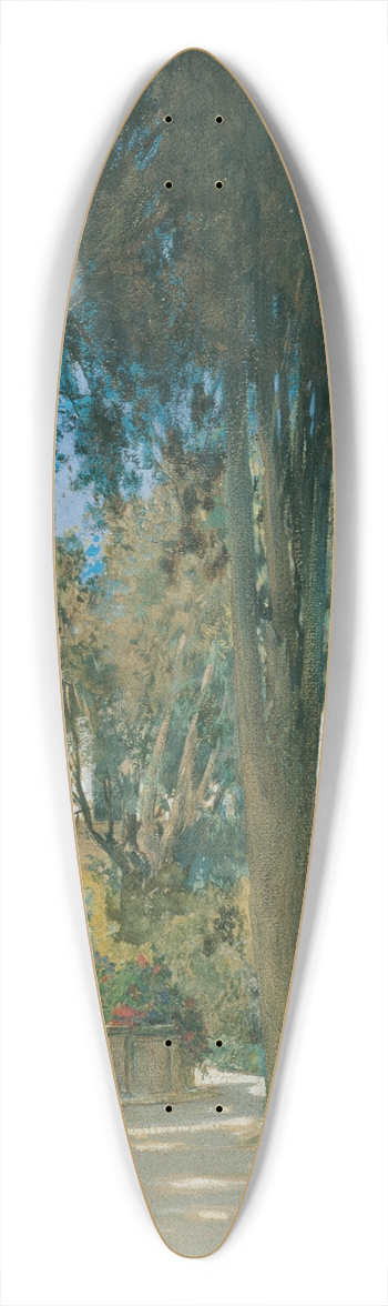 Othmar Brioschi - Vedute der Botschaft in Rom; Gartenpartie mit zwei Zypressen 39.3 inch art pintail longboard deck