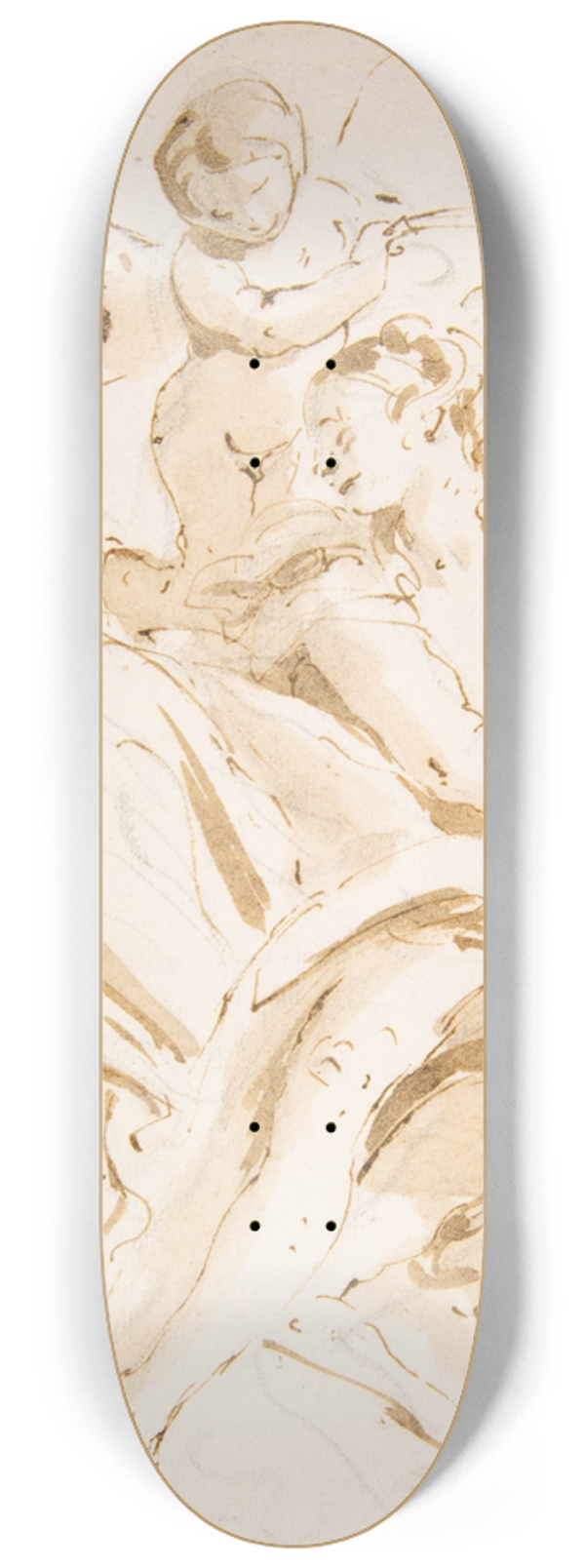 Giovanni Battista Tiepolo - Winged Putto Crowning a Seated Woman Who Looks to the Left 8.25 inch art skate deck