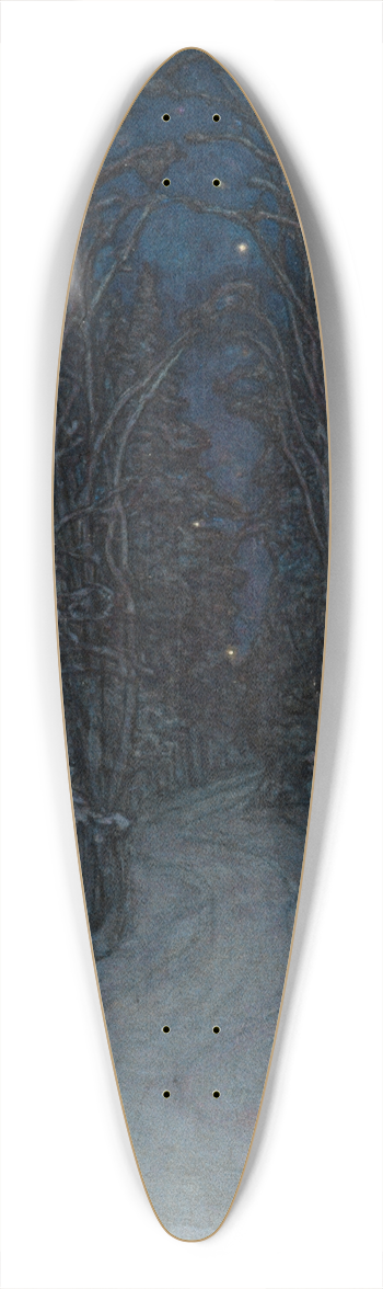 Otto Hesselbom - Winter Night in the Forest 39.3 inch art pintail longboard deck