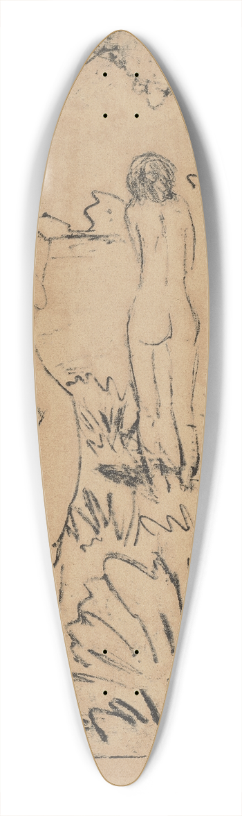 Otto Mueller - Ein am Baum stehendes, ein sitzendes und zwei badende Mdchen III 39.3 inch art pintail longboard deck