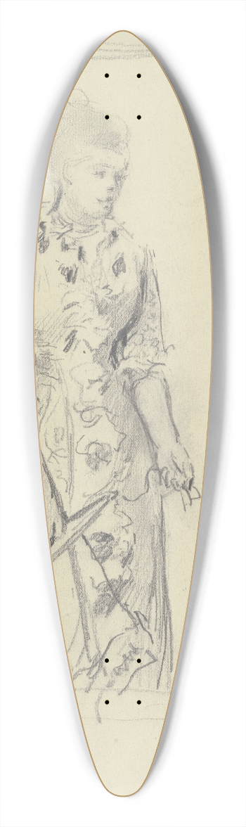 Otto Scholderer - Lady with fan 39.3 inch art pintail longboard deck