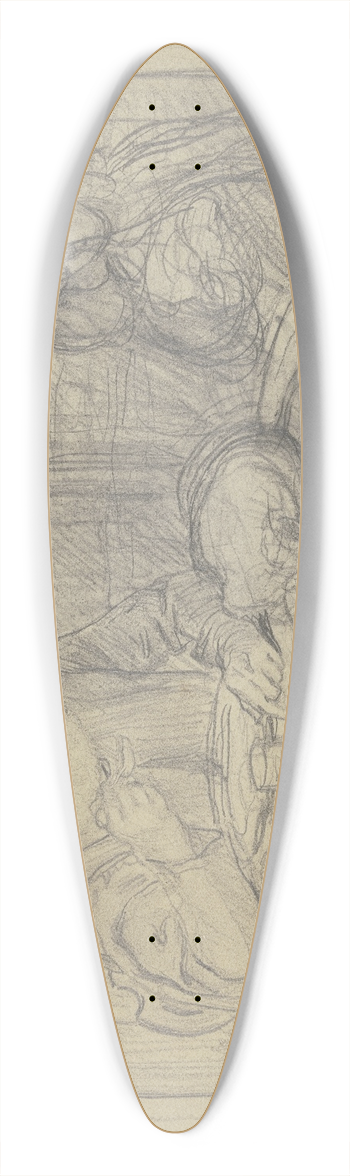 Otto Scholderer - Mann am Esstisch mit Kind und Katze 39.3 inch art pintail longboard deck