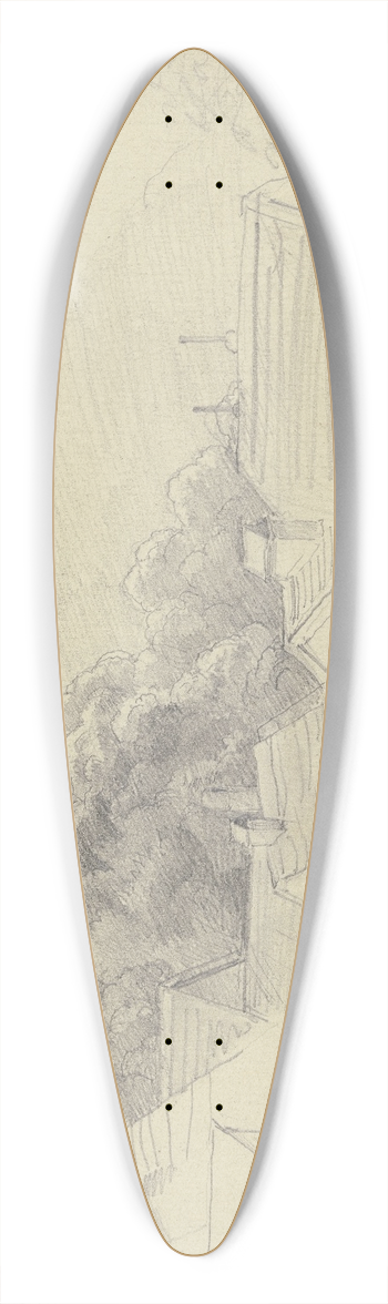 Otto Scholderer - View of Heidelberg 39.3 inch art pintail longboard deck