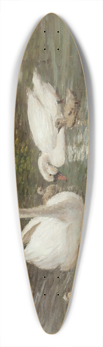Patrick Downie - Swans and cygnets 39.3 inch art pintail longboard deck