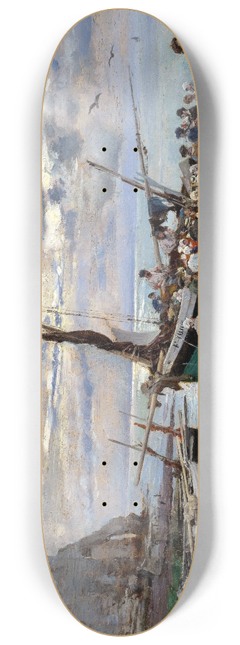 Giovanni Boldini - RETURN OF THE FISHING BOATS, TRETAT 8.25 inch art skate deck