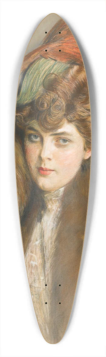Paul Csar Helleu - Lady In A Feather Hat 39.3 inch art pintail longboard deck