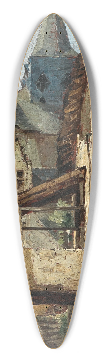 Paul Dsir Trouillebert - A Town Scene 39.3 inch art pintail longboard deck