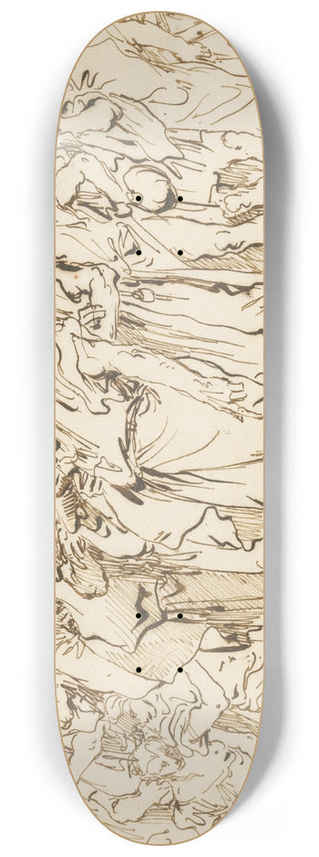 Giovanni Domenico Tiepolo - A Crowd of Ancient Warriors, Orientals, and Two Boys, Gathering for a Sacrifice 8.25 inch art skate deck