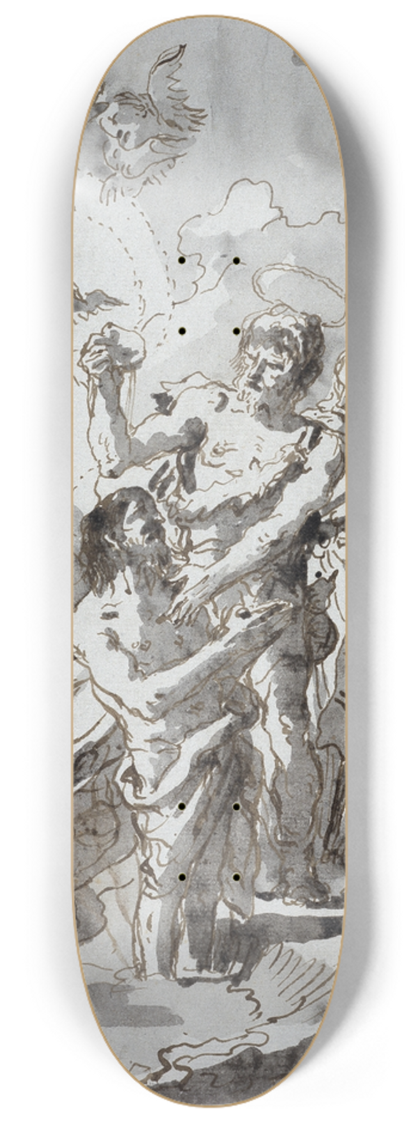 Giovanni Domenico Tiepolo - Baptism of Christ in the Jordan 8.25 inch art skate deck