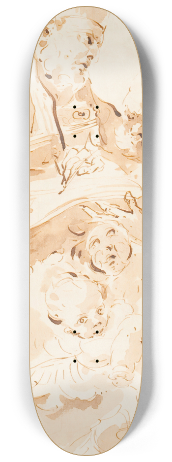 Giovanni Domenico Tiepolo - Papal Declaration (St. Augustine with Scribe and Angels) 8.25 inch art skate deck