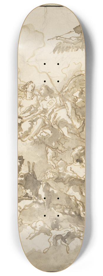 Giovanni Domenico Tiepolo - Sketch for a Ceiling with an Allegory of Fortitude and Wisdom 8.25 inch art skate deck