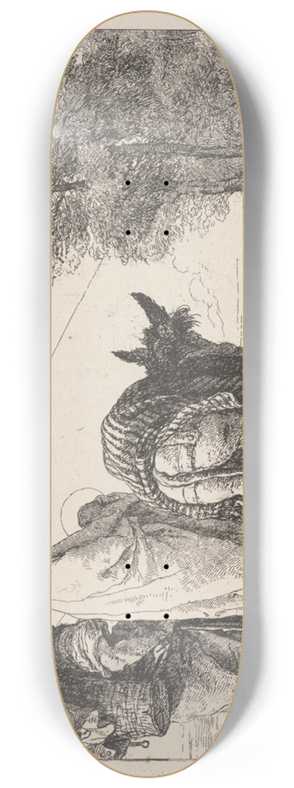 Giovanni Domenico Tiepolo - The Flight with the Holy Family at the Left 8.25 inch art skate deck
