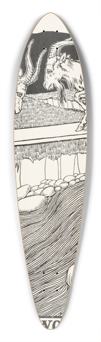 Percy J. Billinghurst - The Two Goats 39.3 inch art pintail longboard deck