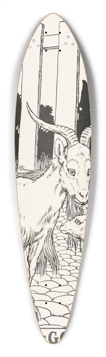 Percy J. Billinghurst - The Wolf, the Goat, and the Kid 39.3 inch art pintail longboard deck