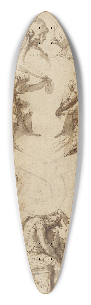 Perino Del Vaga - Studies of Figures and Architecture 39.3 inch art pintail longboard deck