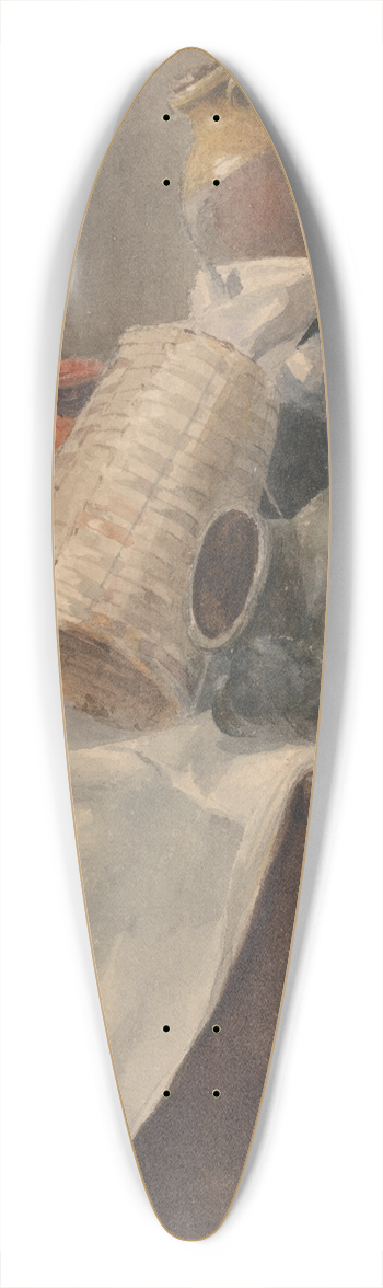 Peter DeWint - Still Life; Pots, Basket and Cloth on a Chest 39.3 inch art pintail longboard deck