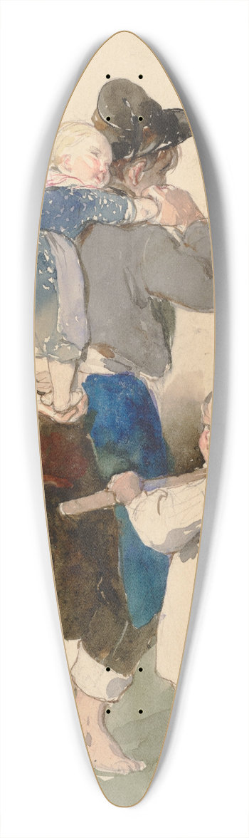 Peter Fendi - Children on Their Way to Work in the Fields 39.3 inch art pintail longboard deck