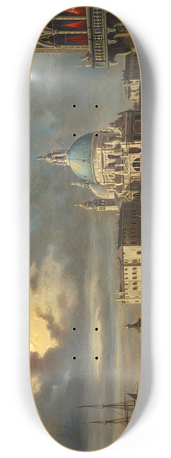 Giovanni Grubacs - The Punta della Dogana and Santa Maria della Salute, Venice in moonlight 8.25 inch art skate deck