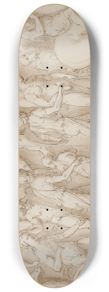 Giovanni Guerra - Sarmatiske adelsmnd nedkmpes Deres kvinder og brn tilfangetages; afrejse og kamp mellem romere og sarmatere 8.25 inch art skate deck