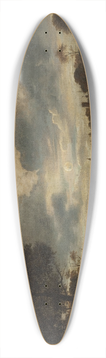 Petrus van Schendel - Moonlit landscape 39.3 inch art pintail longboard deck