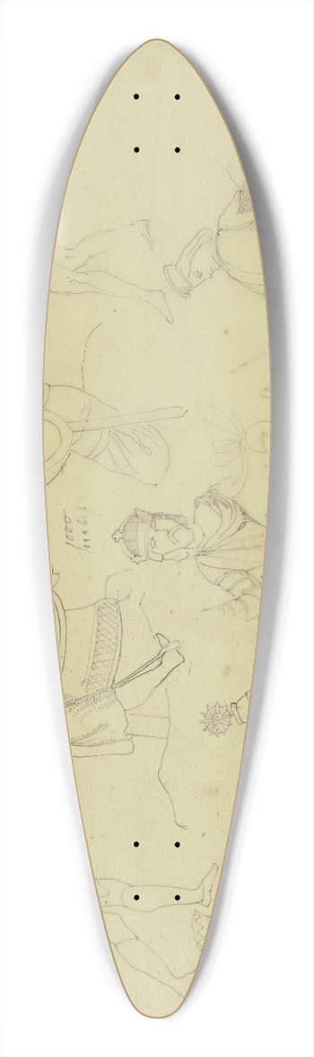 Philipp Winterwerb - Medieval figures 39.3 inch art pintail longboard deck