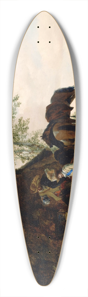 Philips Wouwerman - Halt of Cavaliers at an Inn 39.3 inch art pintail longboard deck