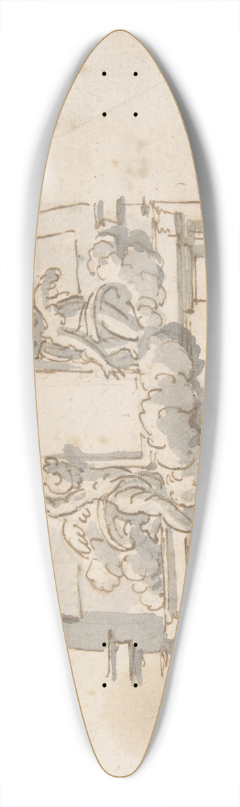 Pier Leone Ghezzi - Angels Supporting a Frame 39.3 inch art pintail longboard deck