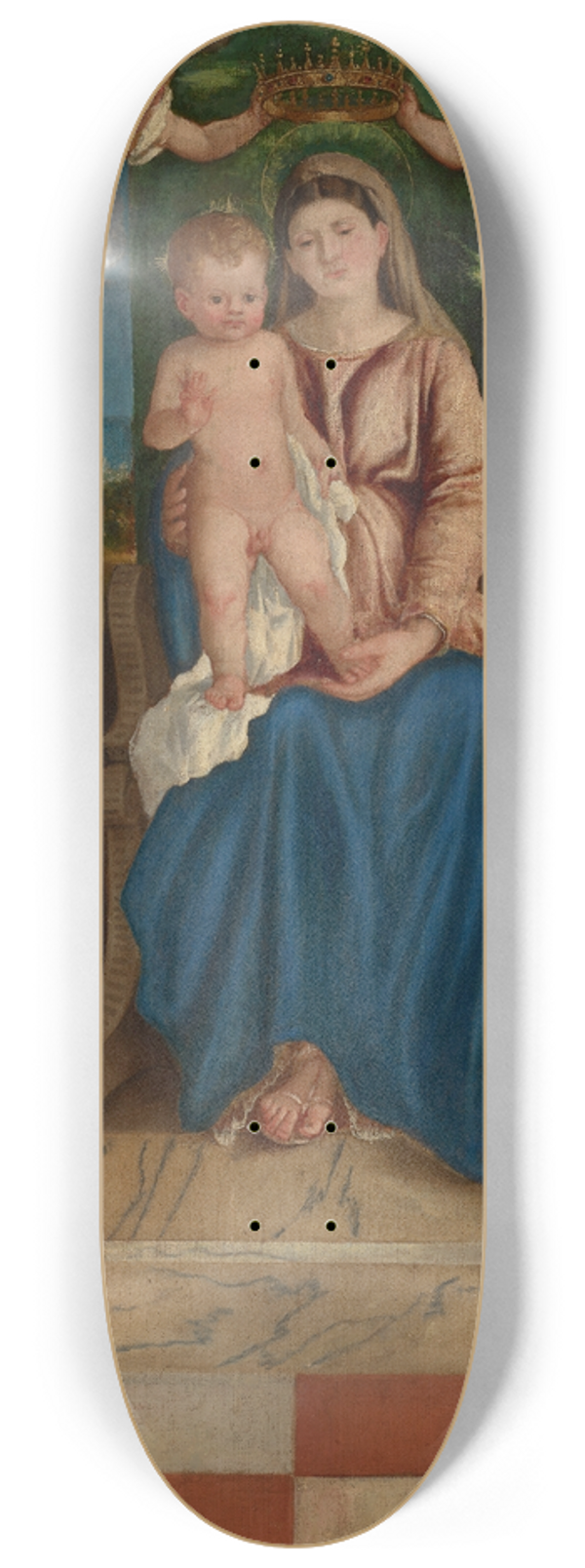 Girolamo Denti - The Madonna and Child with Saint James and Saint Lucy 8.25 inch art skate deck