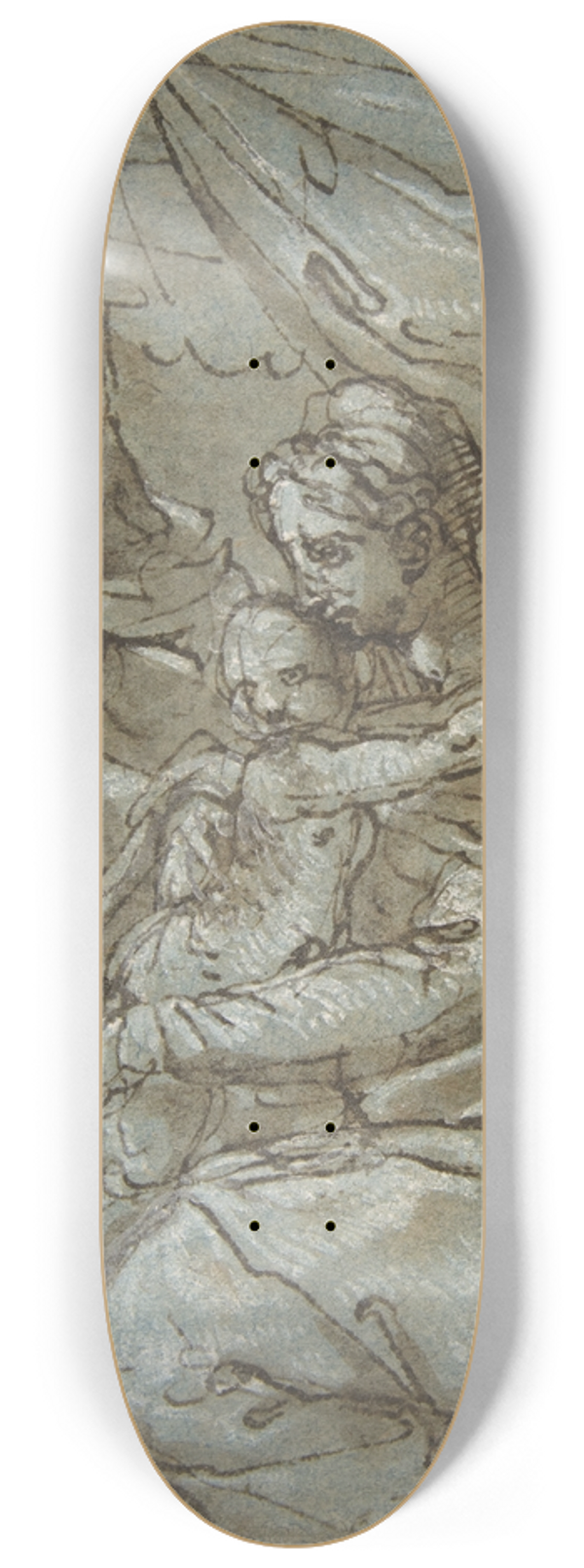 Girolamo Siciolante da Sermoneta - The Holy Family with the Infant Baptist 8.25 inch art skate deck