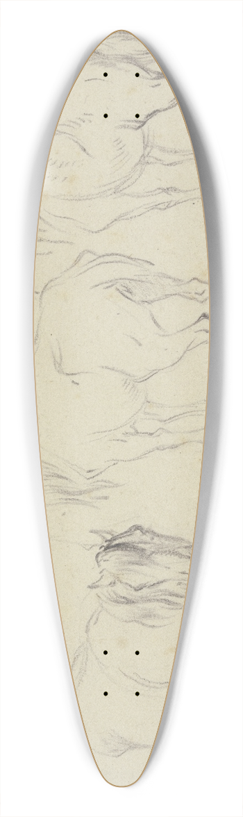 Pieter van Bloemen - Three old horses 39.3 inch art pintail longboard deck