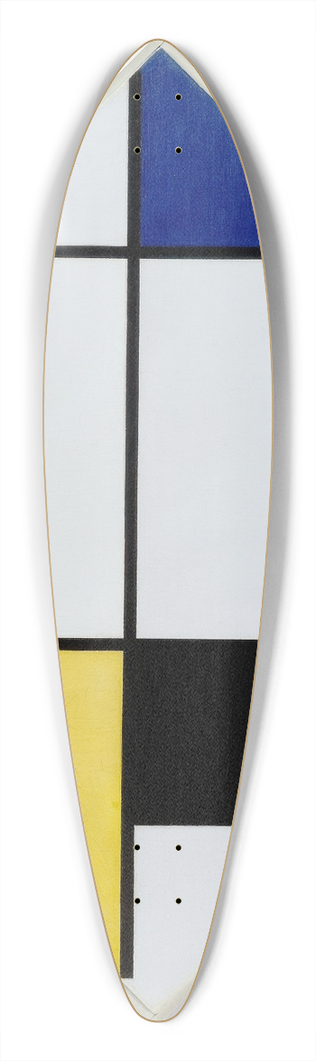 Piet Mondrian - Lozenge Composition with Yellow, Black, Blue, Red, and Gray 39.3 inch art pintail longboard deck
