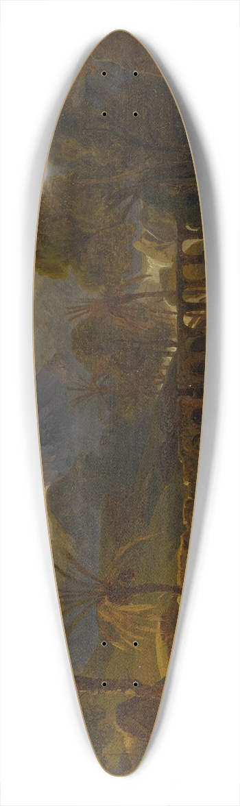 Prosper Marilhat - Landscape with Palm Trees and Mountainous Vista 39.3 inch art pintail longboard deck