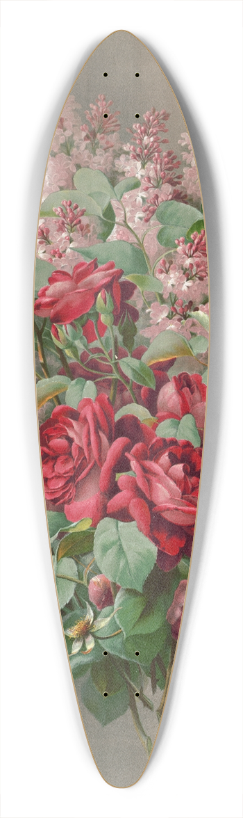 Raoul de Longpre - Purple hues and blushes rare 39.3 inch art pintail longboard deck