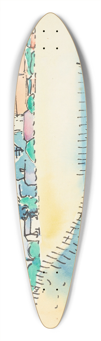 Raymond McIntyre - Landscape with church 39.3 inch art pintail longboard deck