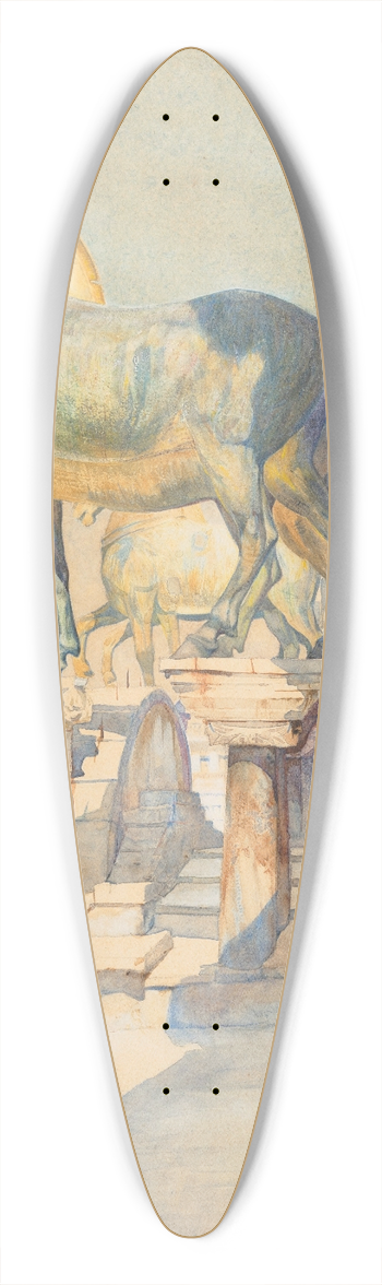 Reginald Barratt - The Horses of St. Marks, Venice 39.3 inch art pintail longboard deck