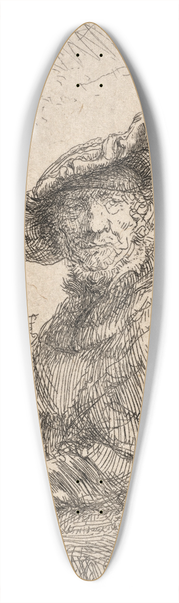 Rembrandt van Rijn - Man in an Arbour 39.3 inch art pintail longboard deck