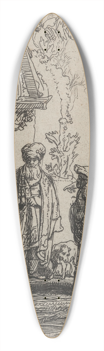 Rembrandt van Rijn - Three oriental figures 39.3 inch art pintail longboard deck