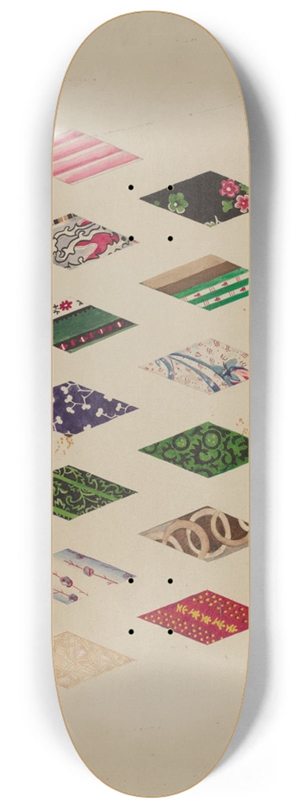 Gladys Phillips - Details of Patchwork Quilt 8.25 inch art skate deck